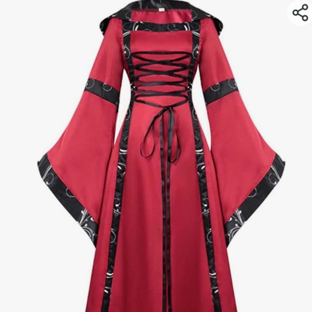 Womens Hooded Vampire, Victorian Witch, Medieval Renaissance Halloween costume.